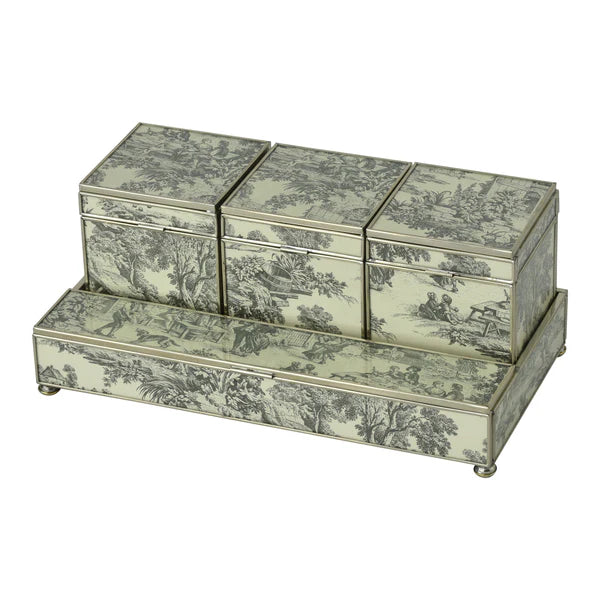 Black Toile Three Box Vanity Set – JM Piers