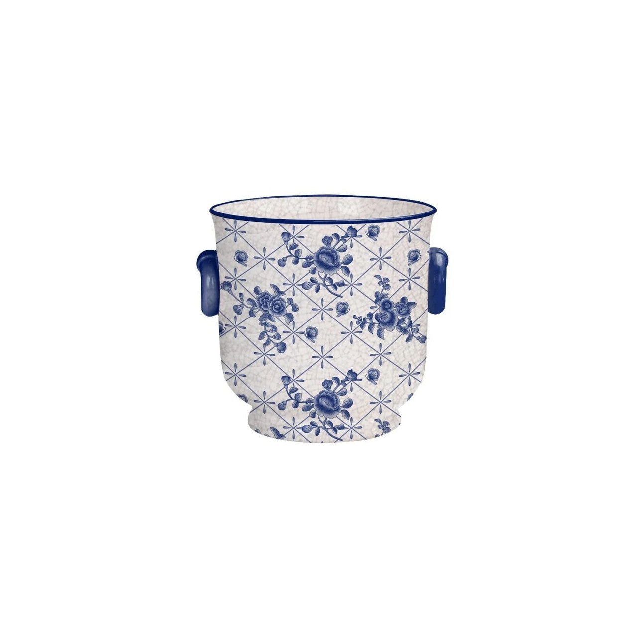 Winward Blue & White Rose Cache Pot