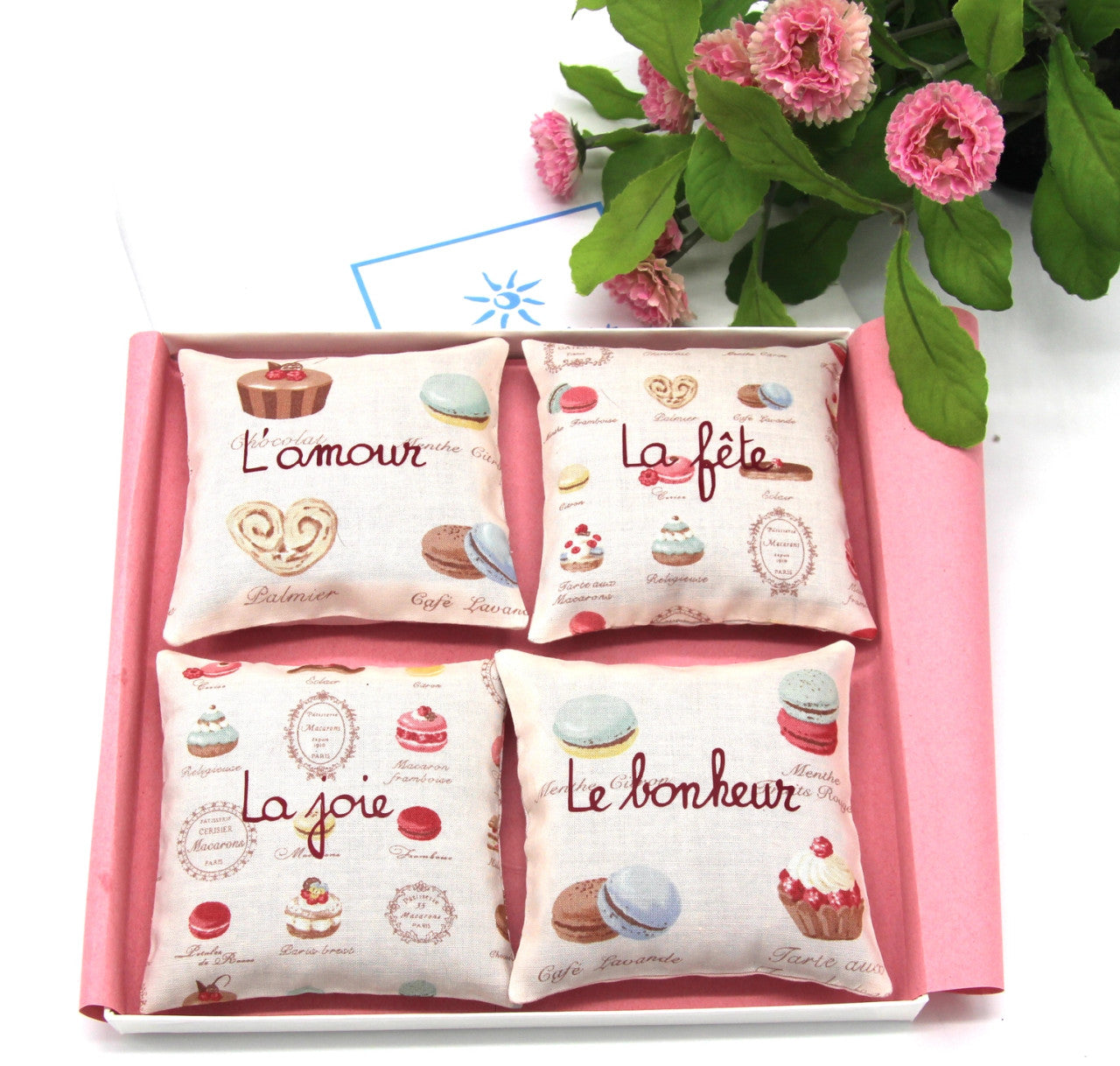 Set of 4 Pink Macaroon Lavender Sachets