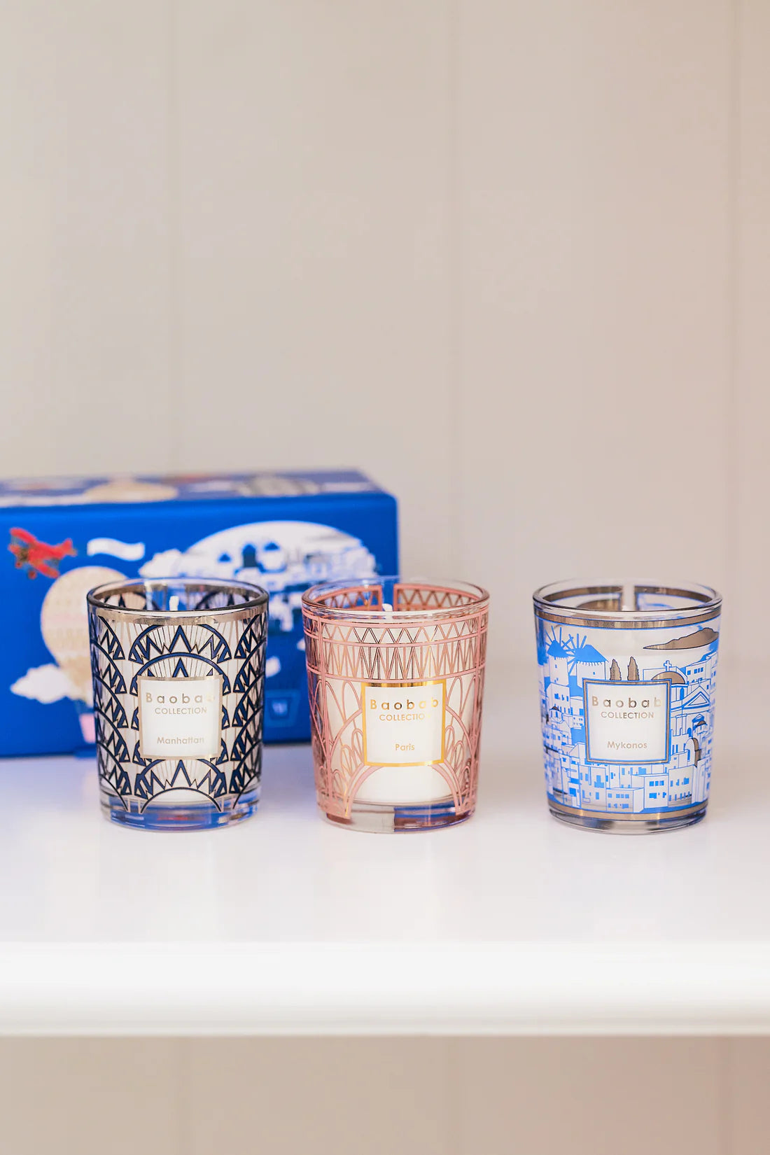 Baobab Collection Trio Travel Candles - Manhattan, Paris & Mykonos