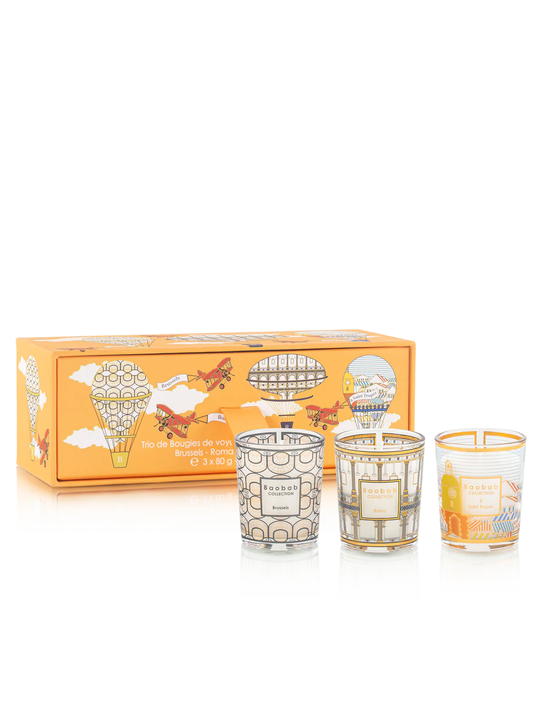 Baobab Collection Trio Travel Candles - Brussels, Roma & Saint Tropez