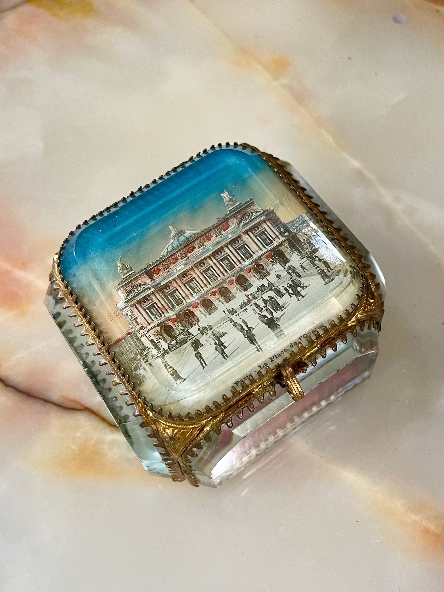 Edwardian French Glass Jewelry Casket