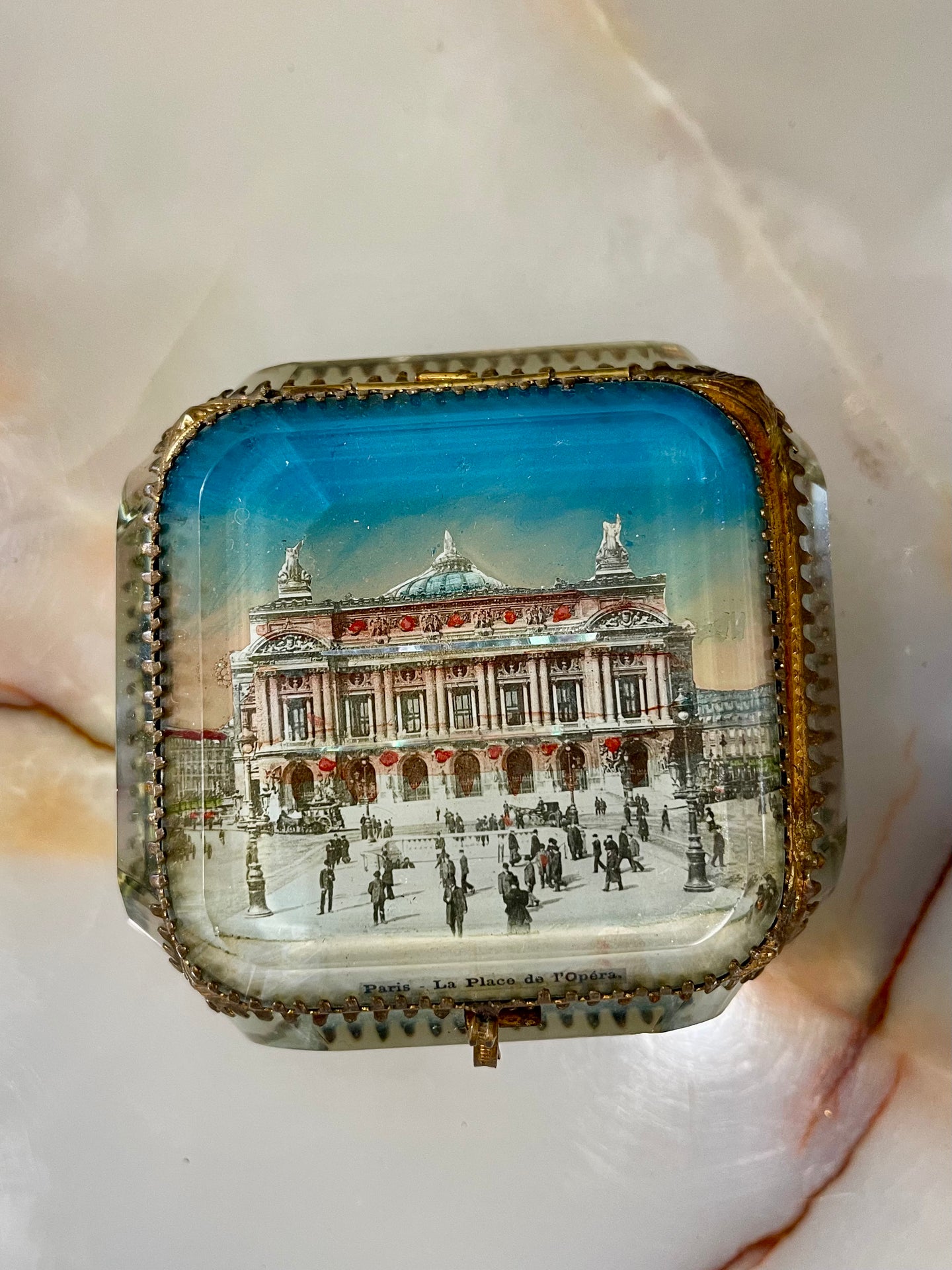 Edwardian French Glass Jewelry Casket