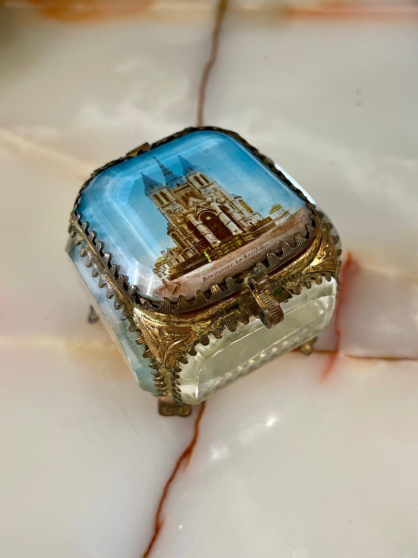 Vintage French Gilt Glass Jewelry Box – Bordeaux Souvenir