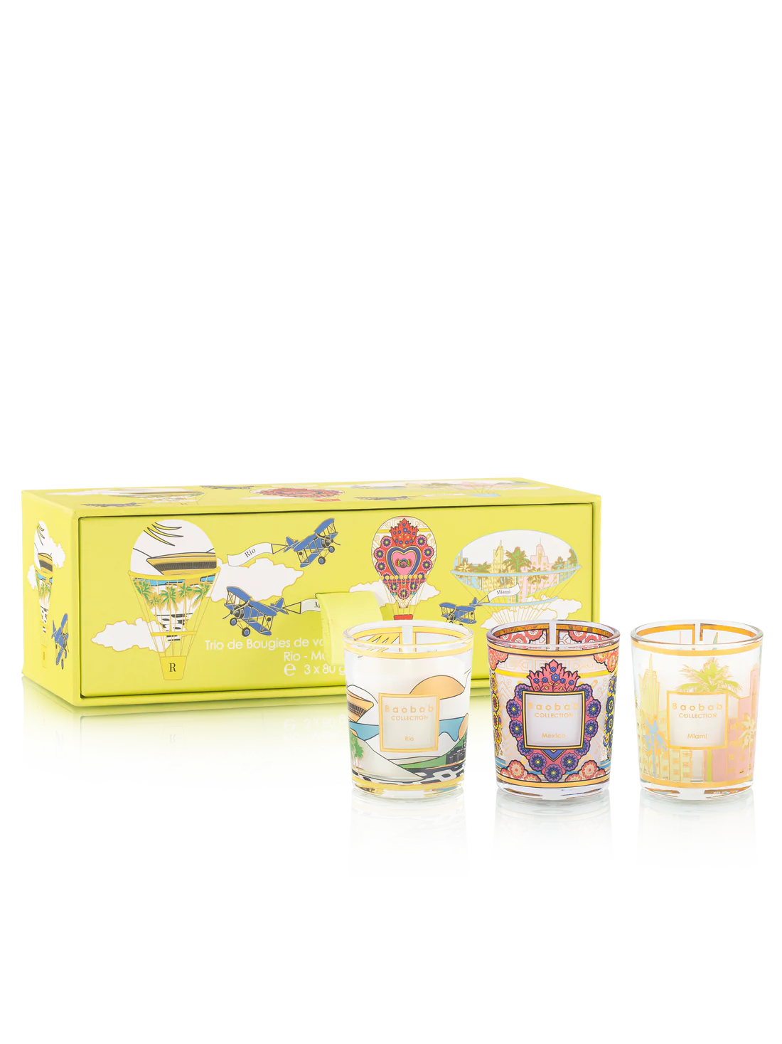 Baobab Collection Trio Travel Candles - Rio, Mexico & Miami