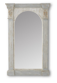 Weathered Blue, White & Gold Column Arched Mirror