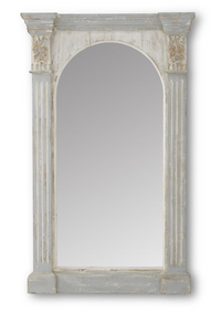 Weathered Blue, White & Gold Column Arched Mirror