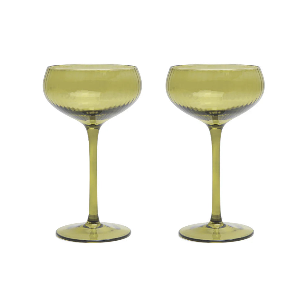 THE LOU COUPE GLASS - SET OF 2 OLIVE