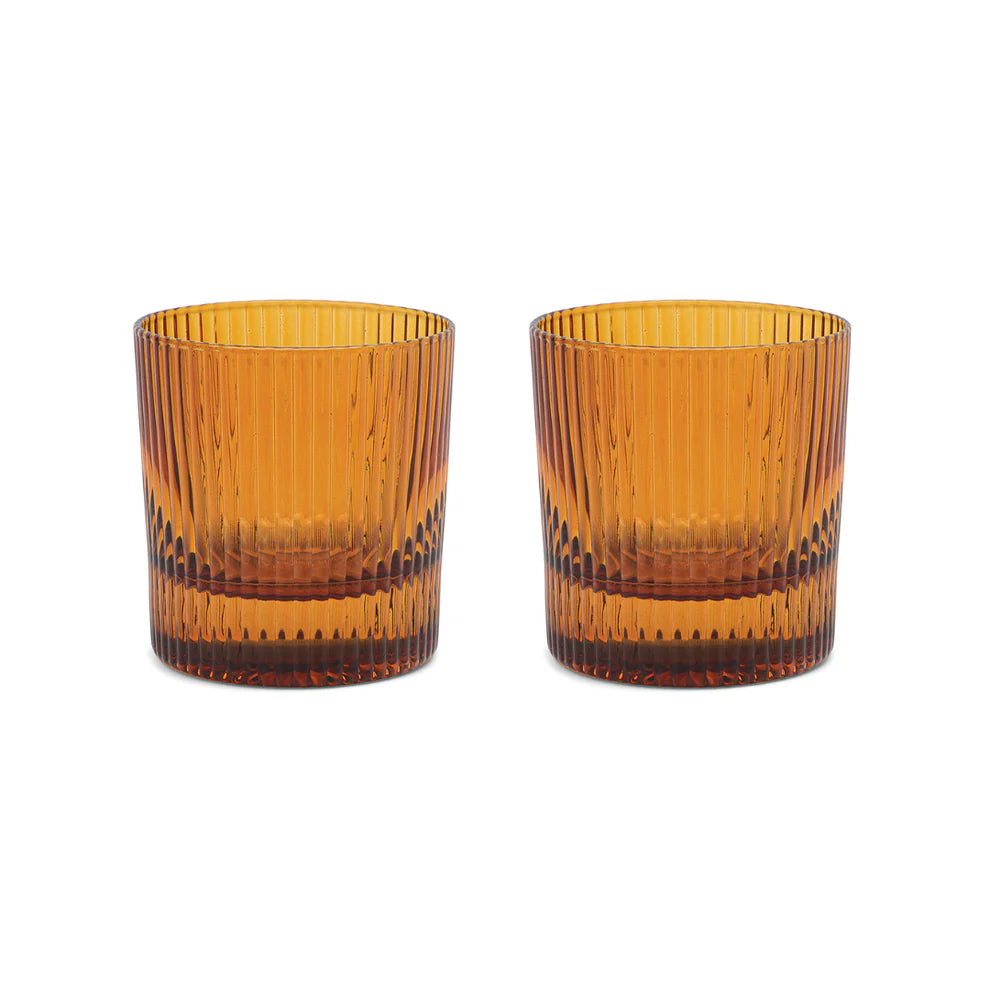 THE SCOUT LOWBALL GLASS - SET OF 2 AMBER