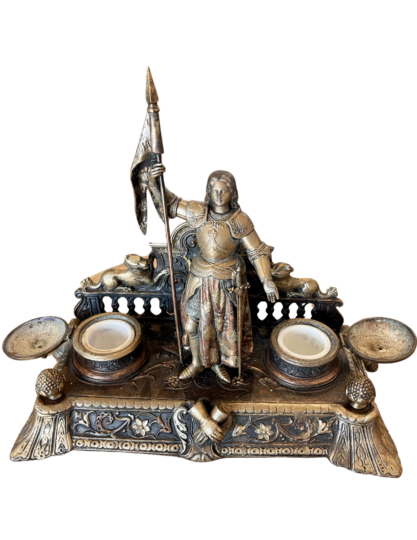 Joan of Arc Inkwell – Circa 1880 French Bronze & Copper