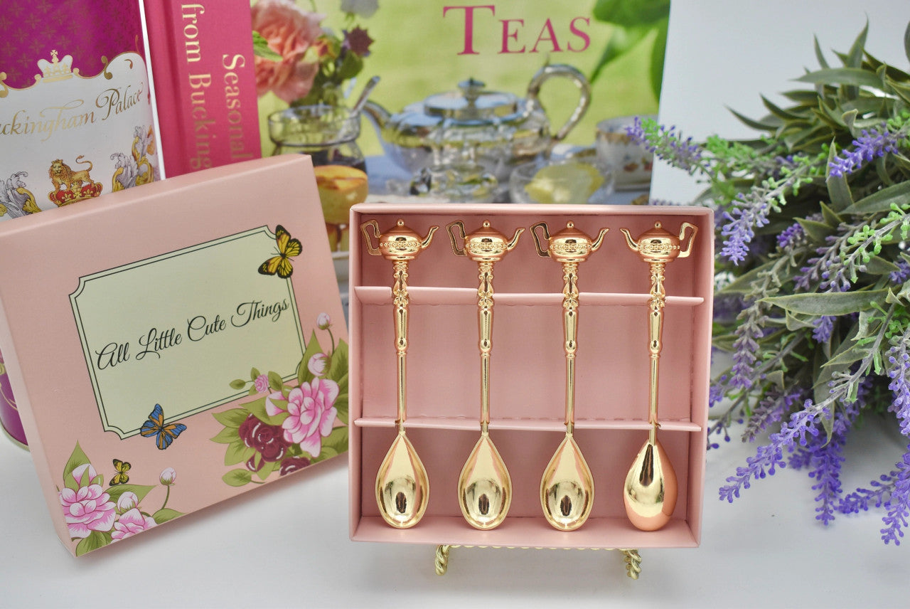 Gold Plated Spoon with Teapot Handles