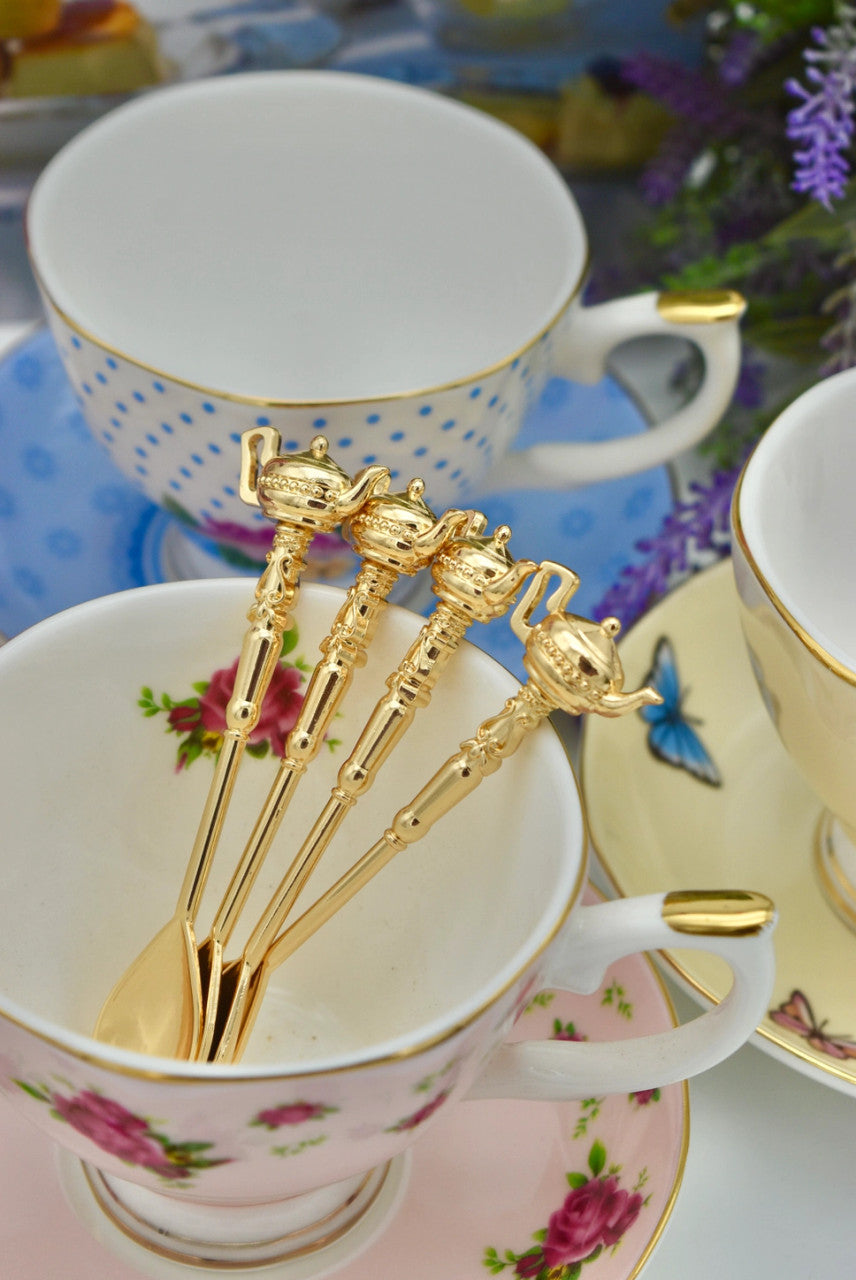 Gold Plated Spoon with Teapot Handles