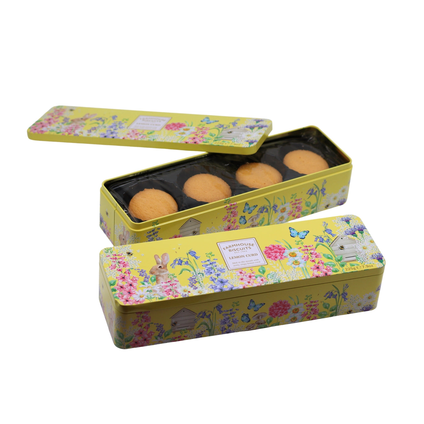 Lemon Curd Biscuits in English Garden Tin