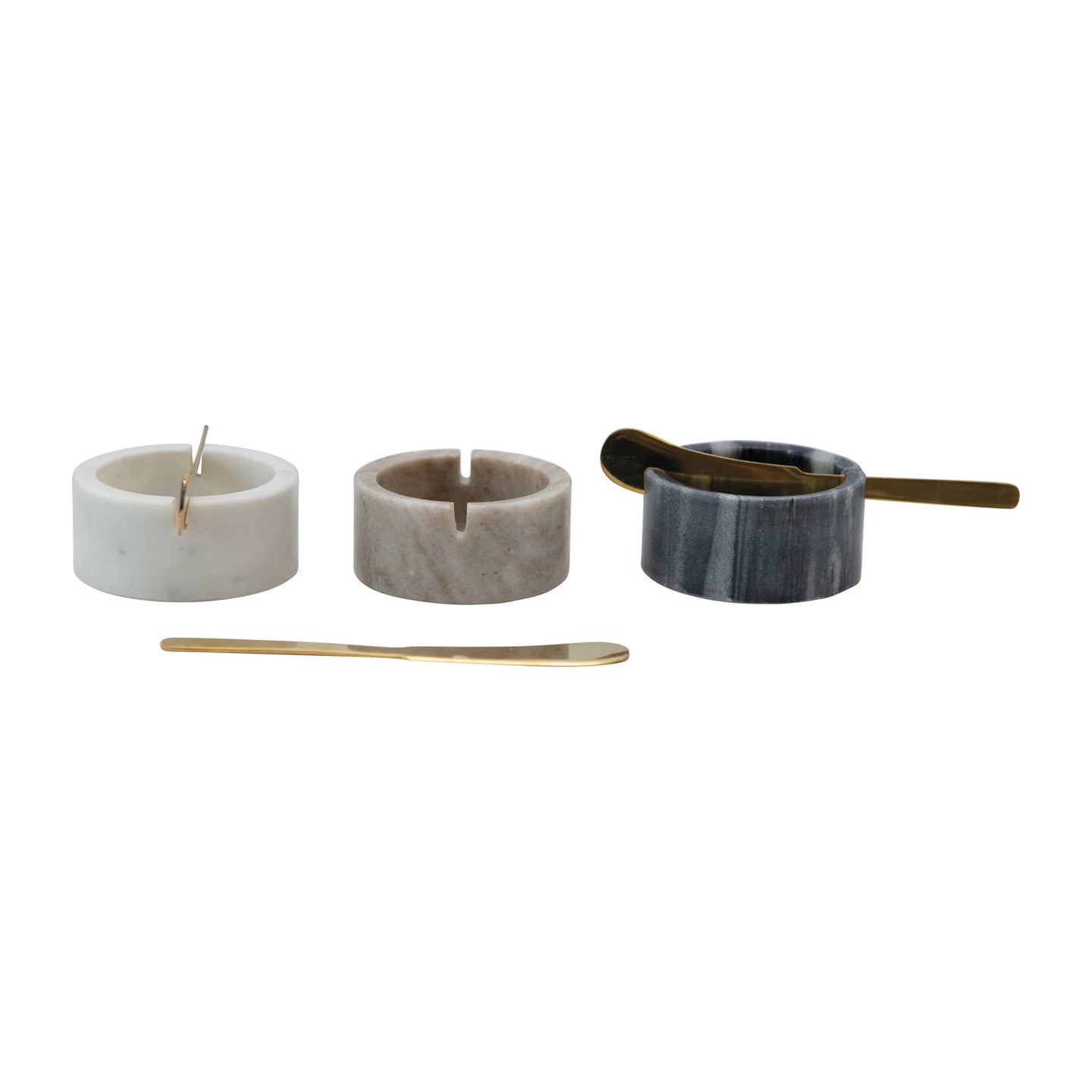 Marble Pinch Bowl with Brass Spreader Knife