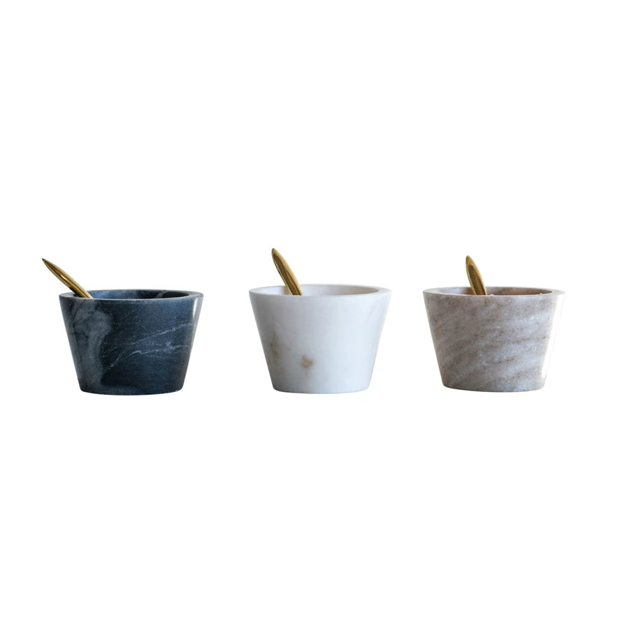 Marble Pinch Bowl with Brass Spoon