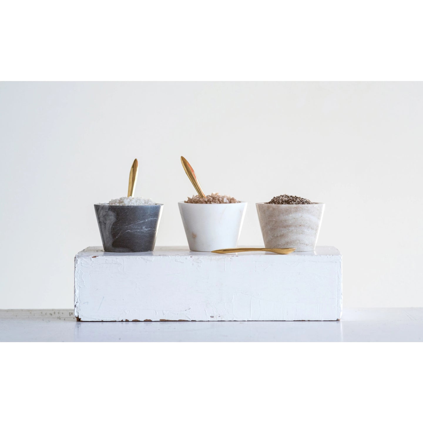 Marble Pinch Bowl with Brass Spoon