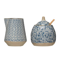 Hand-Painted Milk and Sugar Stoneware Set