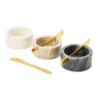 Marble Pinch Bowl with Brass Spreader Knife