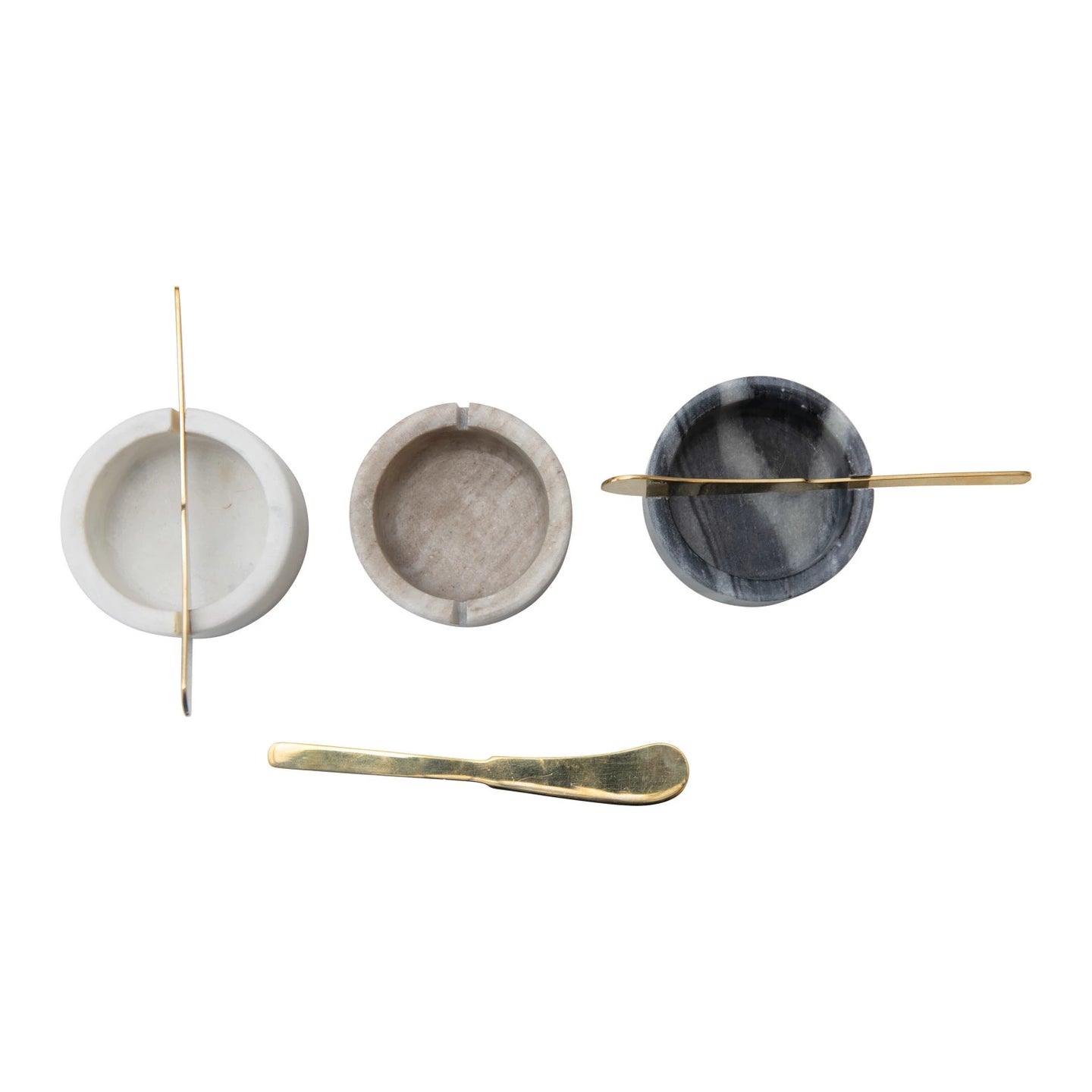 Marble Pinch Bowl with Brass Spreader Knife