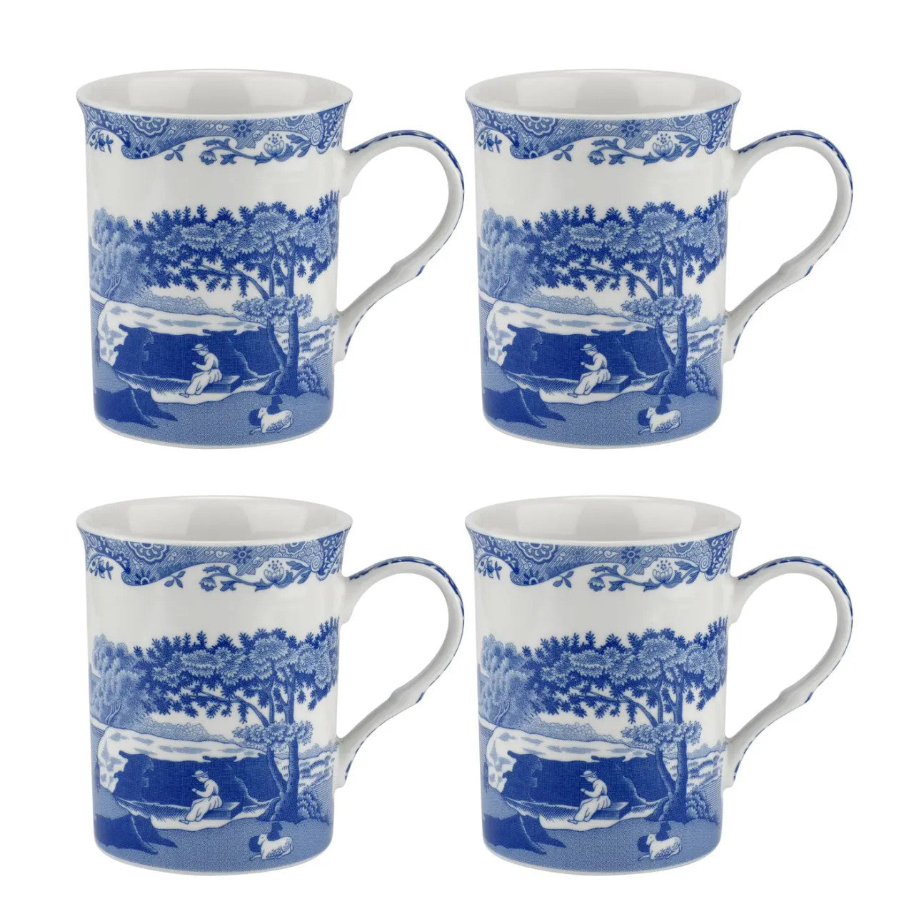 Set of 4 Spode Blue Italian Mugs
