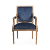 Blue Velvet Louis Arm Chair