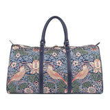 William Morris Strawberry Thief Blue Tapestry Duffel Bag – Large Weekend Holdall