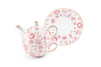 Christmas Pink Bow Fine Porcelain Tea-for-One Set