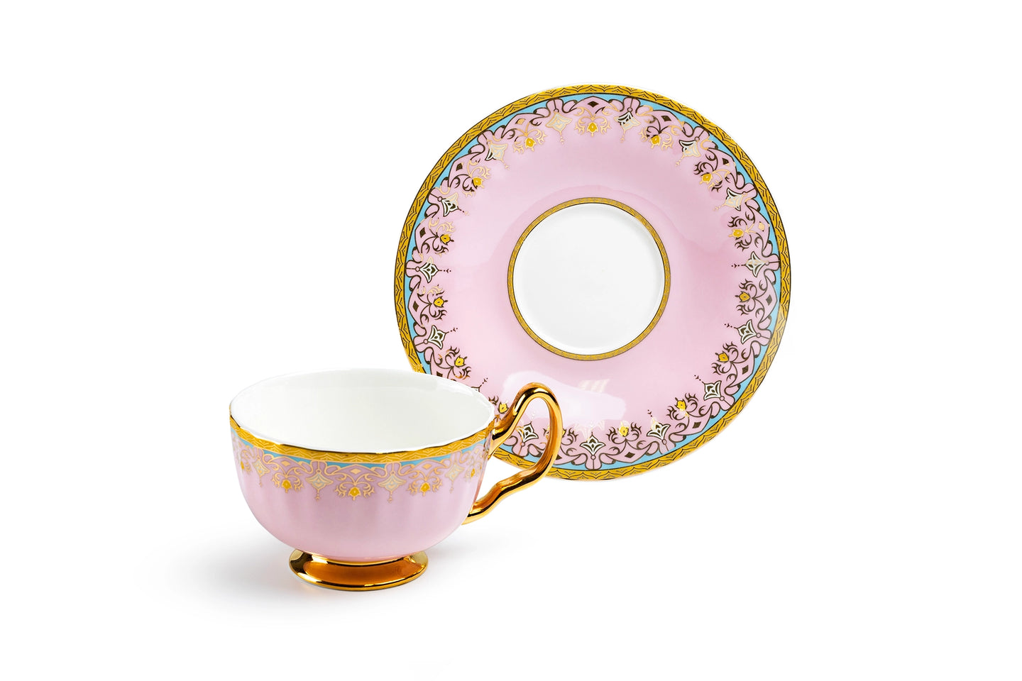 Pink Floral Toile Tea Cup & Saucer