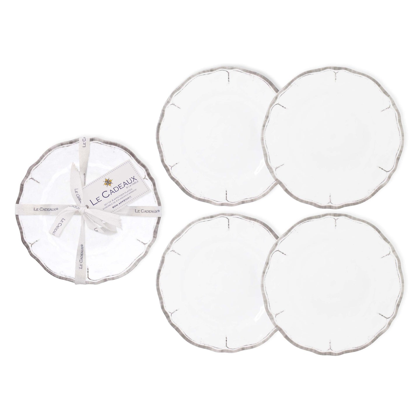Le Cadeuax | Rustica Antique White Appetizer Plates (Set of 4)