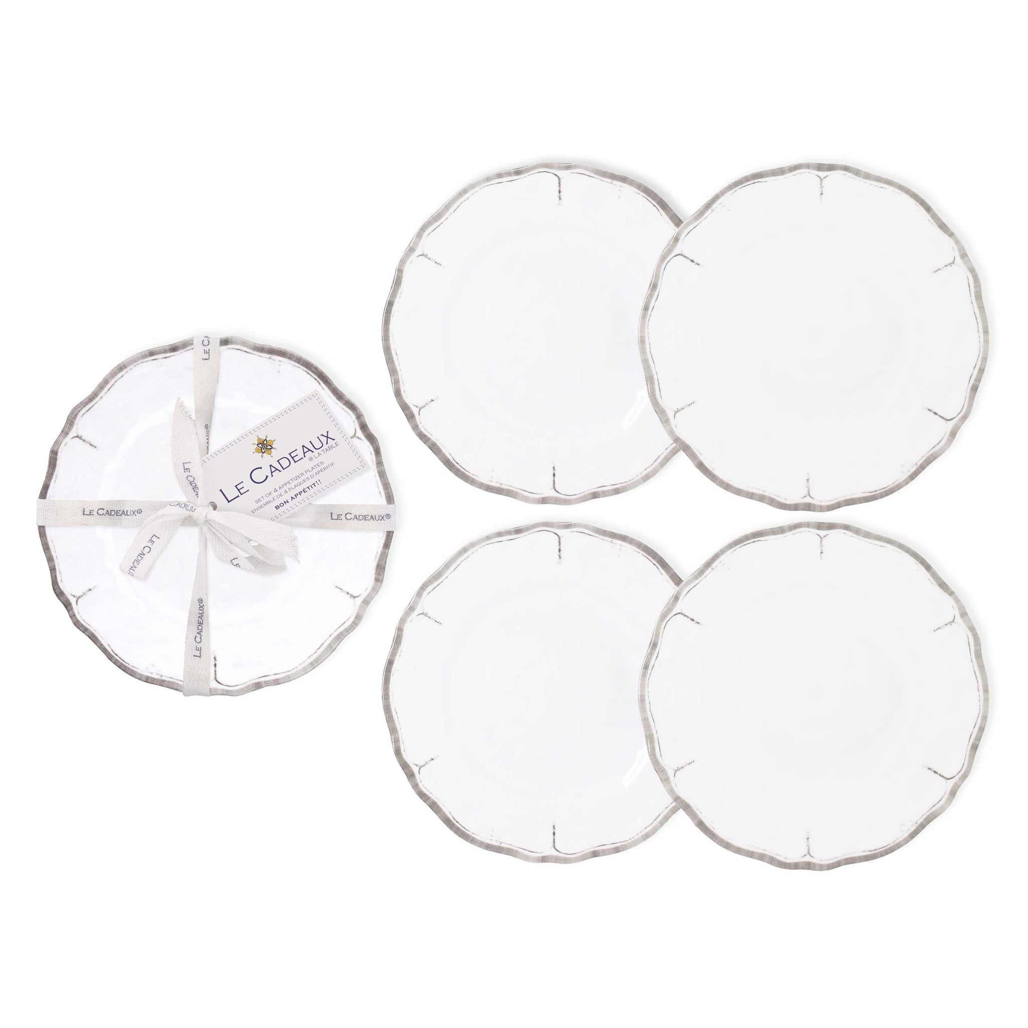 Le Cadeuax | Rustica Antique White Appetizer Plates (Set of 4)