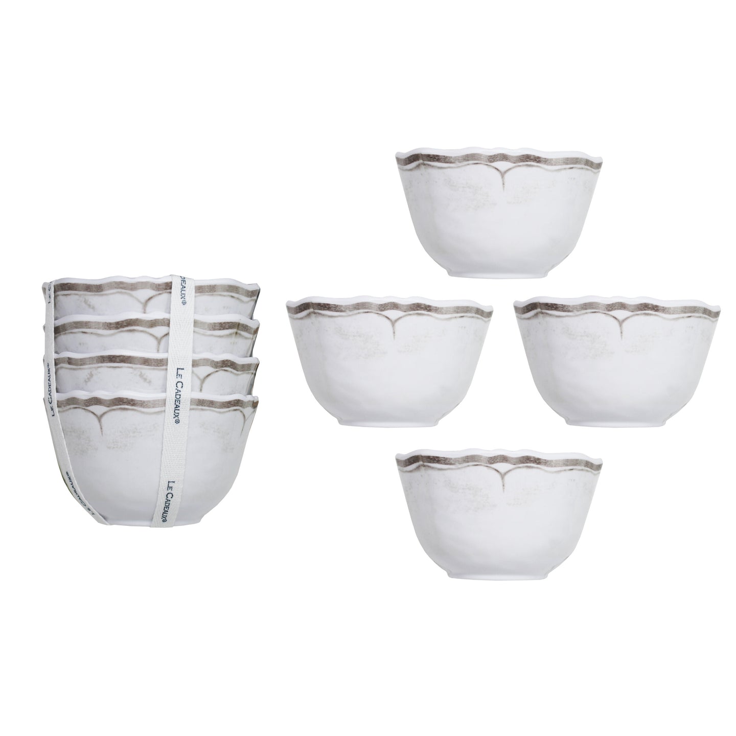 Le Cadeaux | Rustica Antique White Dessert Bowls (Set of 4)