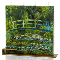 Flatyz Claude Monet Japanese Footbridge Art Candle with Metal Stand | Handcrafted Decorative Candle