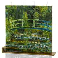 Flatyz Claude Monet Japanese Footbridge Art Candle with Metal Stand | Handcrafted Decorative Candle