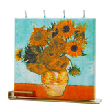 Flatyz Vincent van Gogh Sunflowers Art Candle with Metal Stand | Handcrafted Decorative Candle
