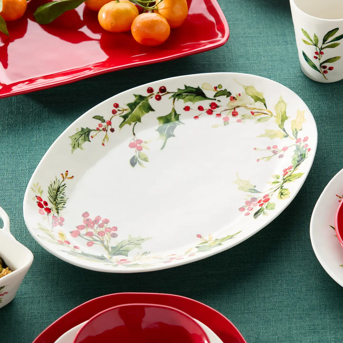 Holly & Vines Christmas Oval Serving Platter