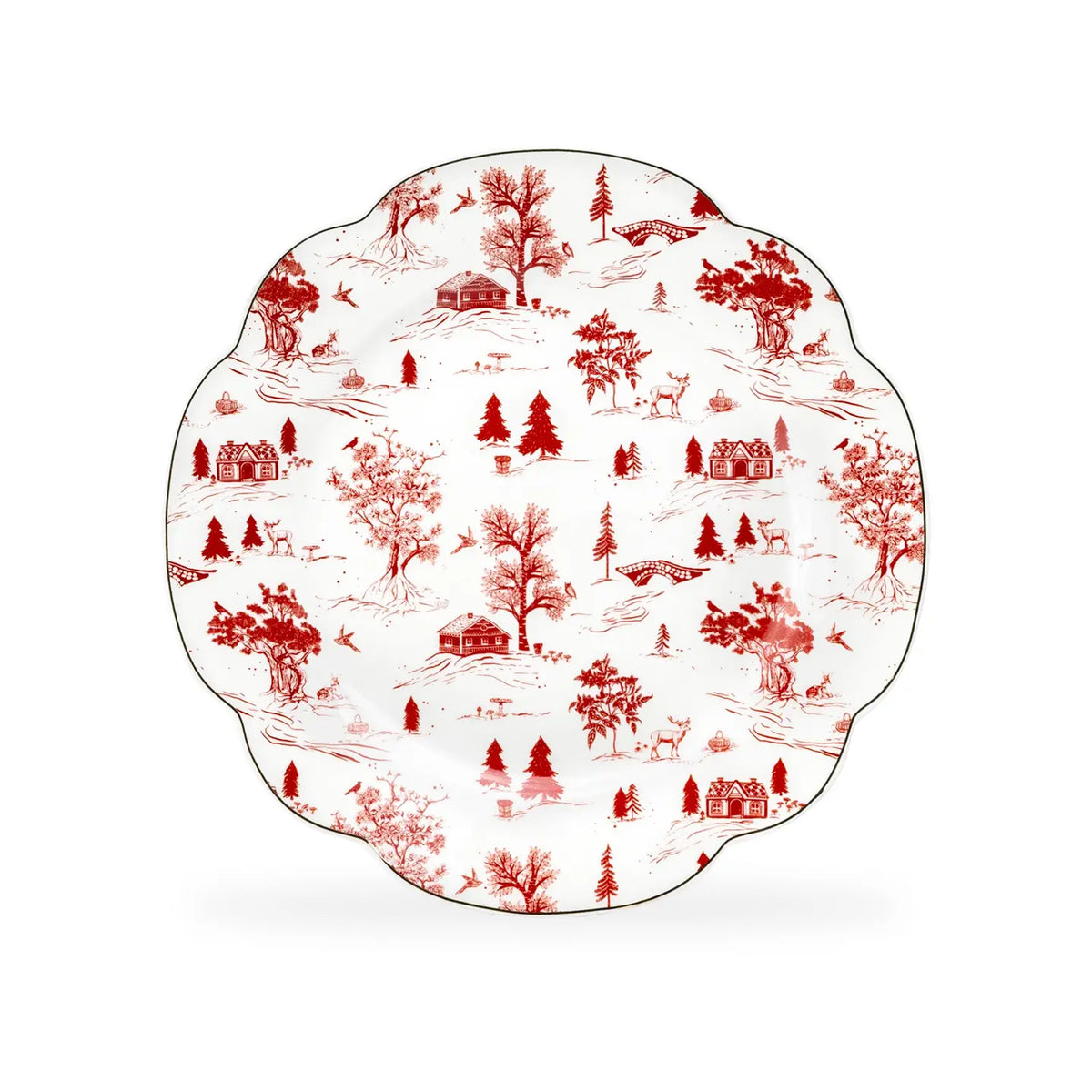Red Village Fine Porcelain Dessert Plates – Set of 2