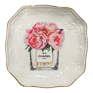 Pink Peonies Perfume Bottle Bon Bon Tray