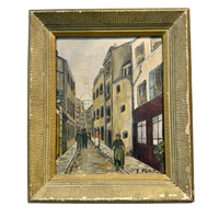 “Rue de Montmartre” — 1940s French Oil Painting by E. Ford