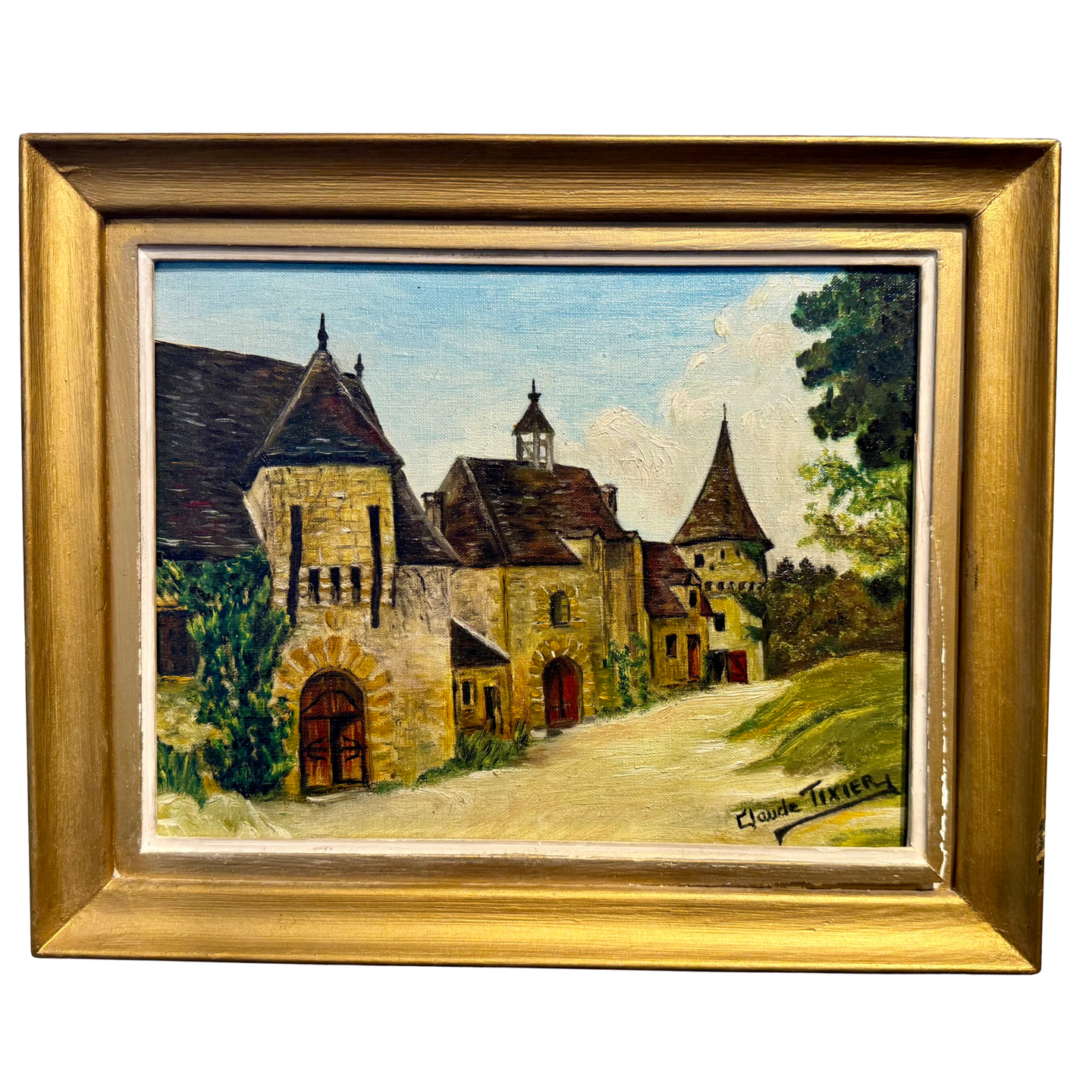 “Les Portes du Village” — Signed Claude Tixier Vintage French Oil Painting