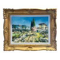 Midcentury French Provençal Landscape Oil Painting by Nicole Le Guen