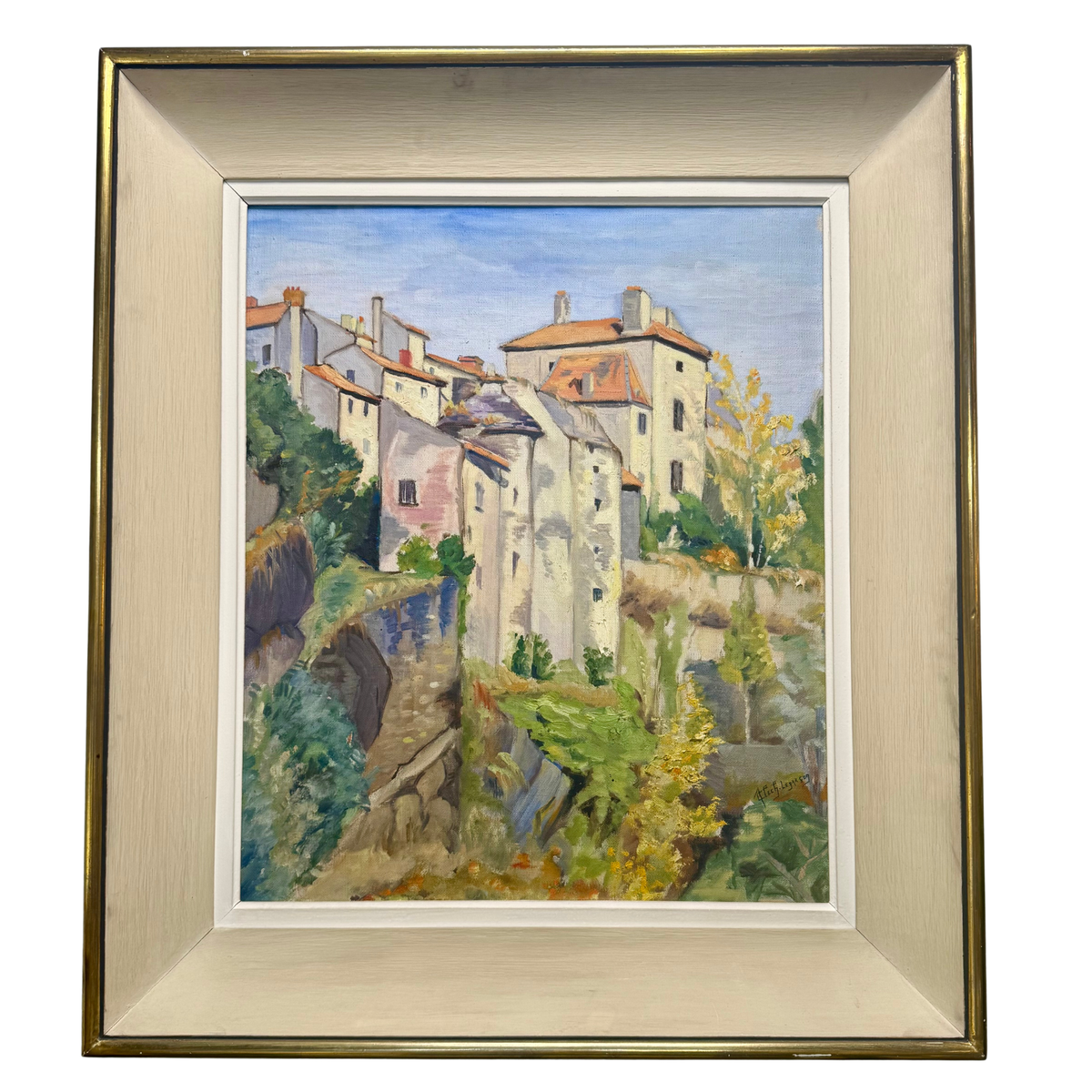 “Village du Sud” — 1940s French Oil Painting by Andrée Clech Lagarron