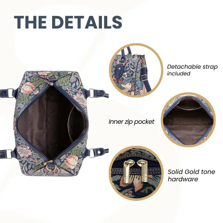 William Morris Strawberry Thief Blue Tapestry Duffel Bag