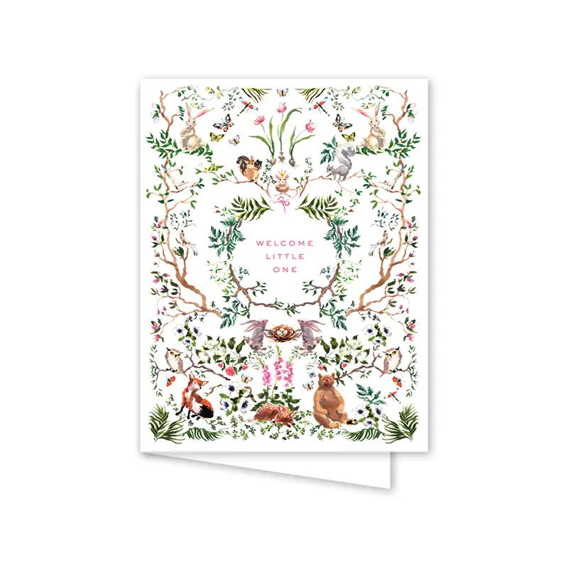 "Welcome Little One" Pink Baby Card