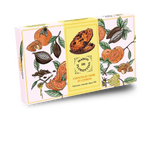 Maison de Florentins French lemon and dark chocolate Florentine biscuits in elegant botanical packaging with crisp almond cookies dipped in dark chocolate.