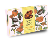 Maison de Florentins French lemon and dark chocolate Florentine biscuits in elegant botanical packaging with crisp almond cookies dipped in dark chocolate.