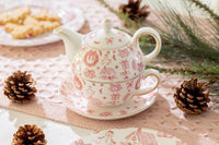Christmas Pink Bow Fine Porcelain Tea-for-One Set