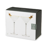 Art Deco Gold Rim Crystal Martini Glasses – Set of 2