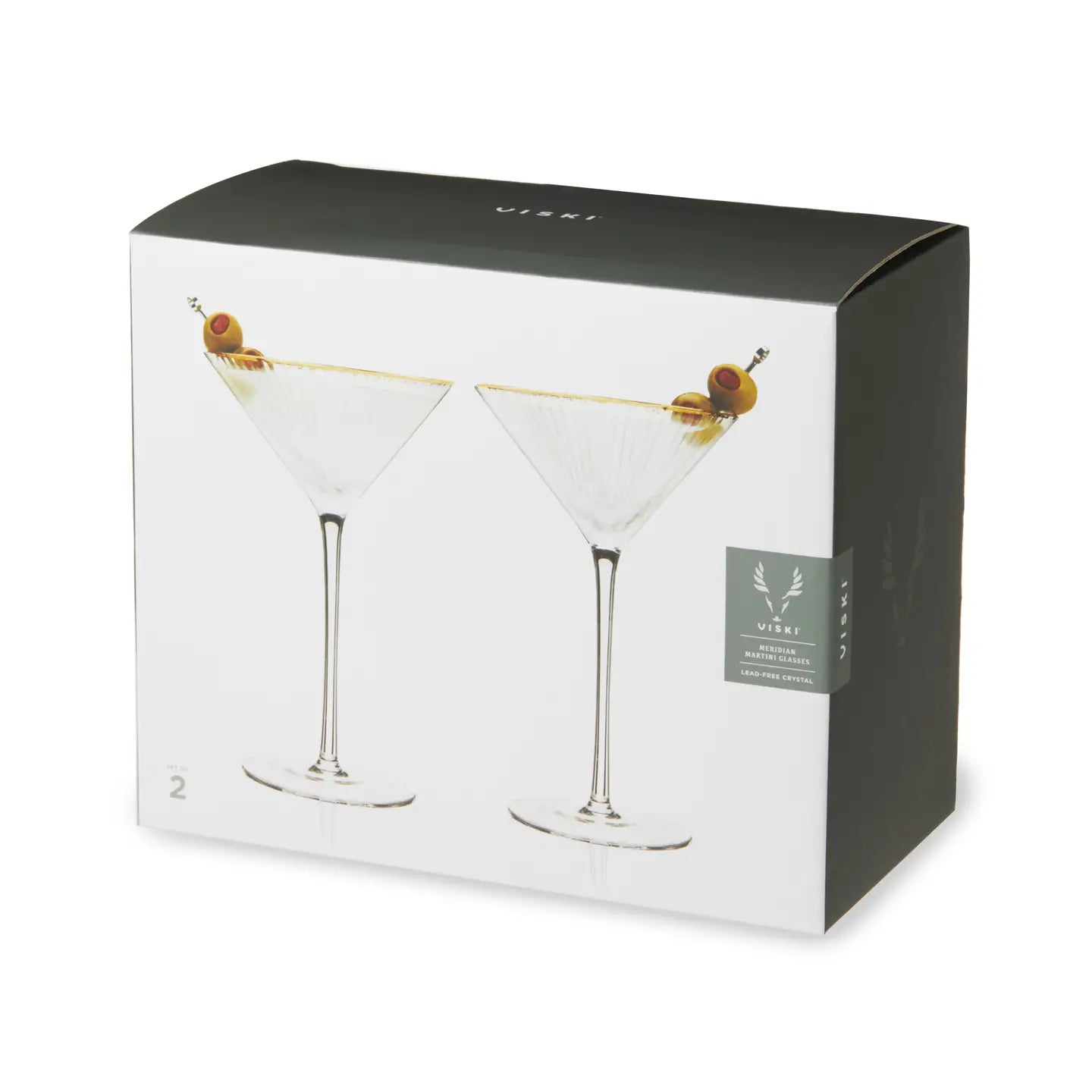 Art Deco Gold Rim Crystal Martini Glasses – Set of 2
