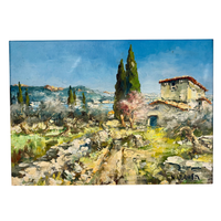 Midcentury French Provençal Landscape Oil Painting by Nicole Le Guen