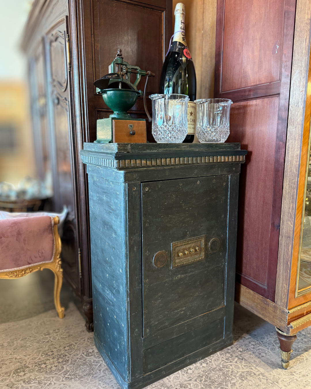 Antique 19th Century Oak & Steel Safe Chest